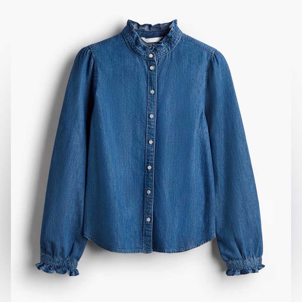 H & M  Denim ruffle detailed Shirt